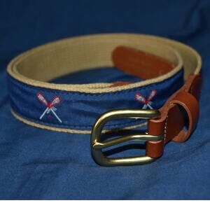 Leather Man Ltd Lacross Size 38 Canvas Leather Brass Belt